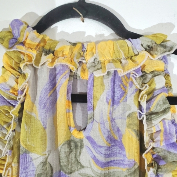 Anthropologie Entro Top Womens Medium Floral Halter Ruffle Blouse - Picture 6 of 6